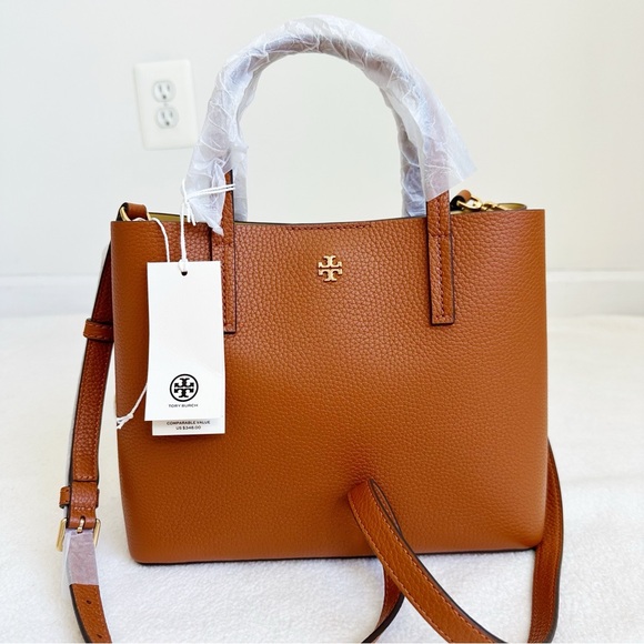 Tory Burch NEW with Tags Blake Leather Small Tote Crossbody in Bourbon Cornbread - Picture 6 of 16